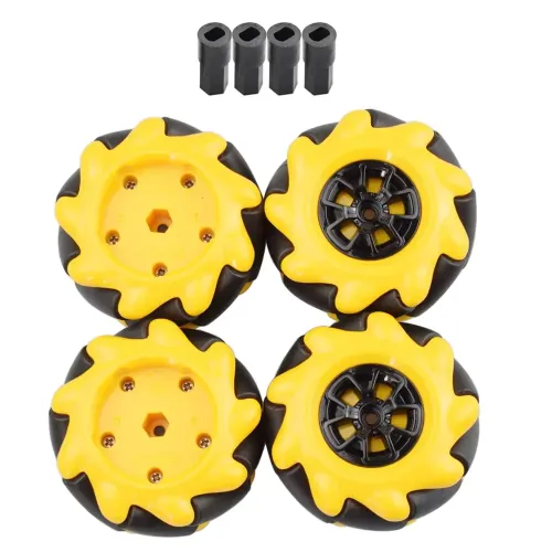 60mm Amarillo Omni Mecanum Juego de Ruedas Derecha 2 Izquierda 2